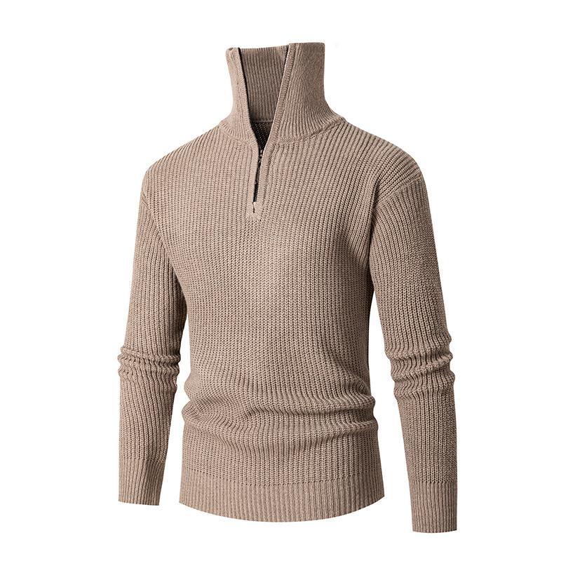 Herren nan strukturierter Halbzip-Pullover mit hohem Kragen, robuster Rippstruktur und elastischen Bündchen Echo Archiv