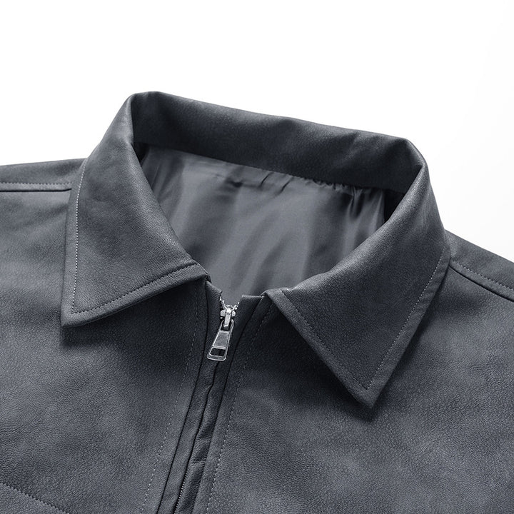 Herren Stilvolle Kunstlederjacke mit hohem Kragen Echo Archiv
