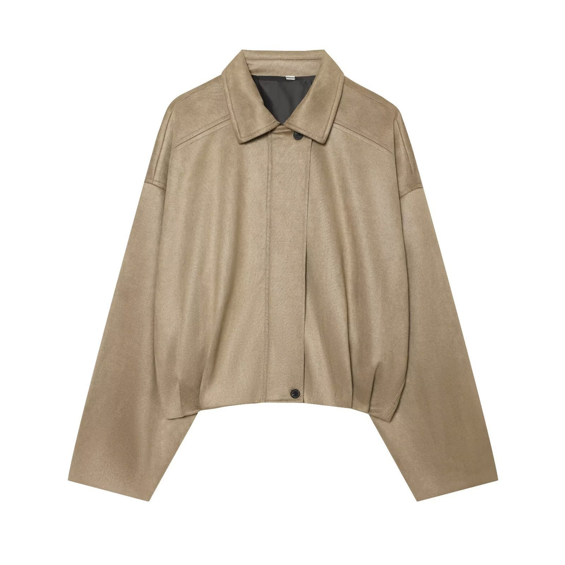 Damen Kurzgeschnittene Oversize Cape-Jacke mit Hemdkragen und verdeckter Knopfleiste Echo Archiv
