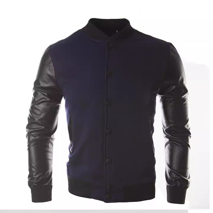 Herren sportliche Bomberjacke mit hochwertigem Lederbesatz Echoarchiv