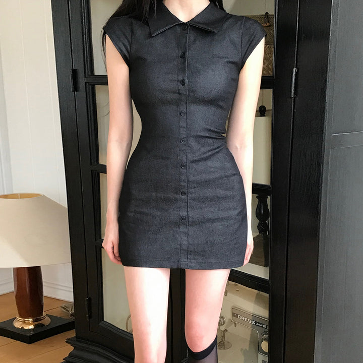 Damen Hemdkleid mit figurbetonter Silhouette und kurzen Ärmeln Echo Archiv