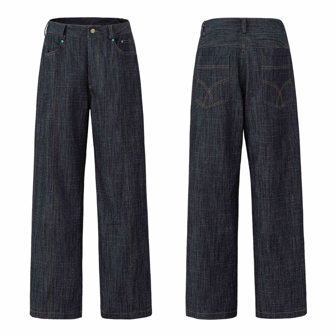 Damen Weite hochtaillierte Jeanshose mit markanter Mittelnaht Echoarchiv