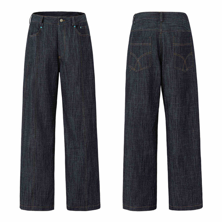 Damen Weite hochtaillierte Jeanshose mit markanter Mittelnaht Echoarchiv