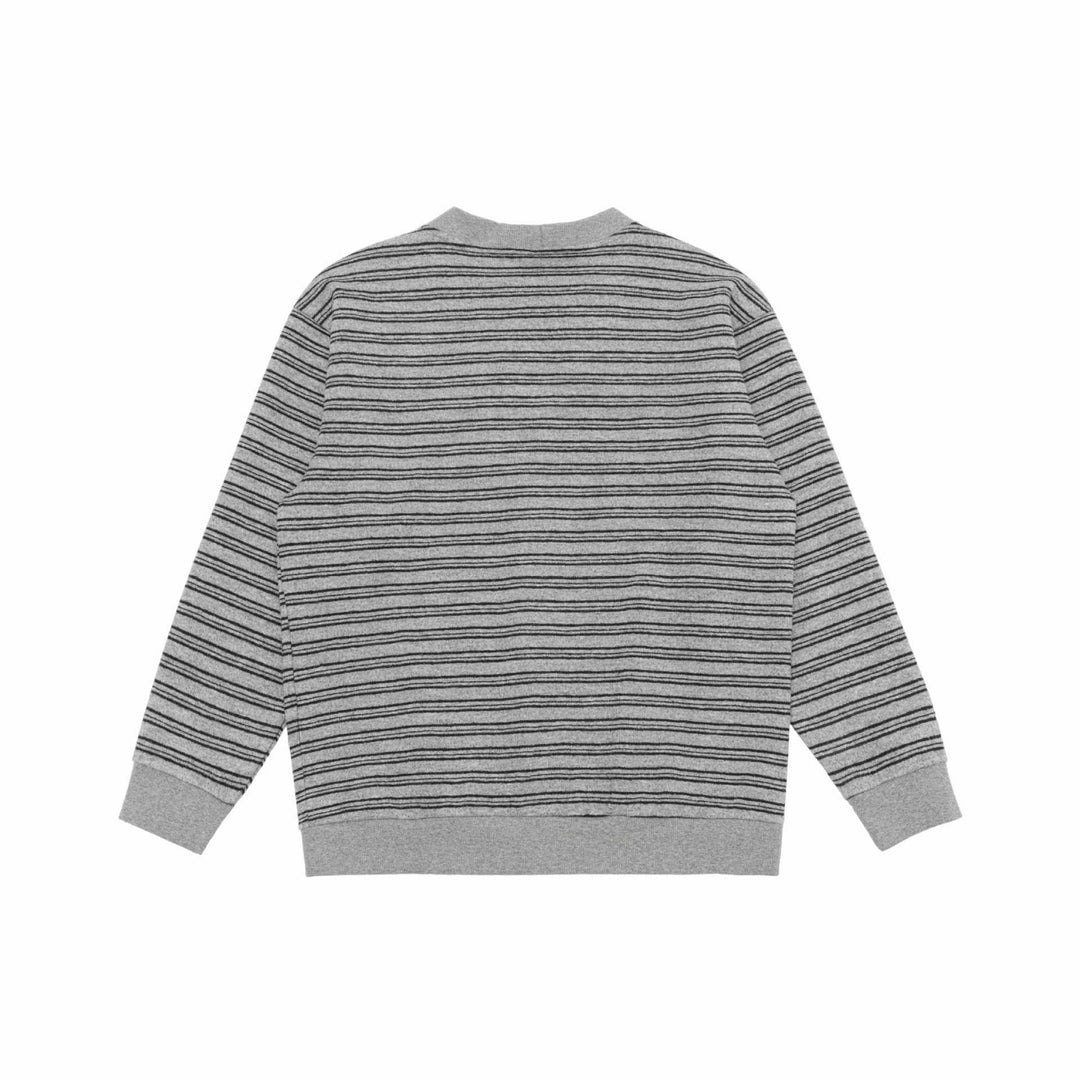 Herren Gestreifte Knopfcardigan mit V‑Ausschnitt, Eingrifftaschen und Rippenbündchen Echoarchiv