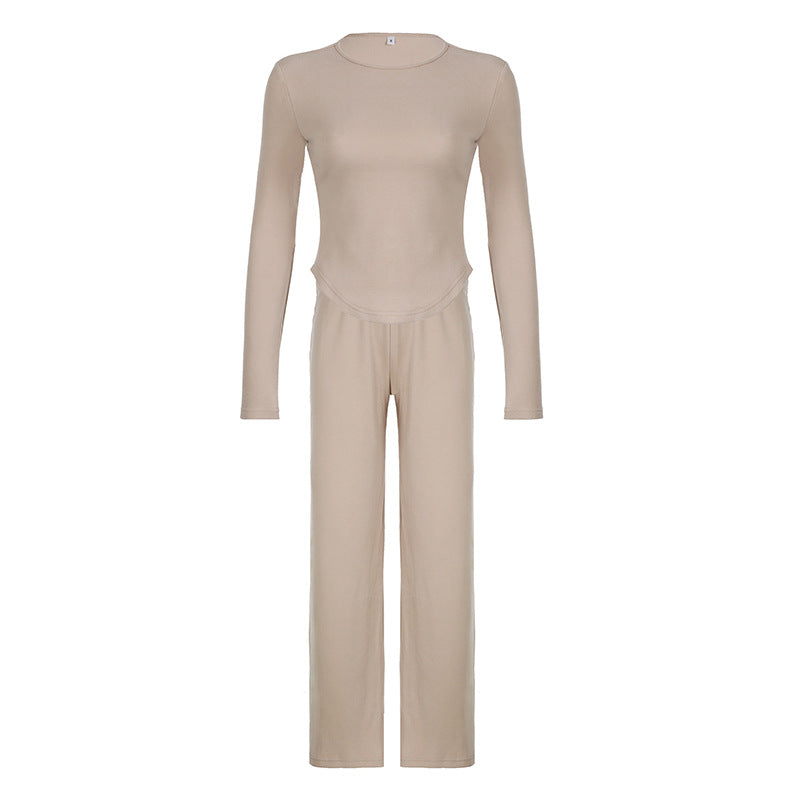 Damen nan legerer Palazzo-Loungehose mit Umschlagbund und weichem Baumwollstretch Echo Archiv