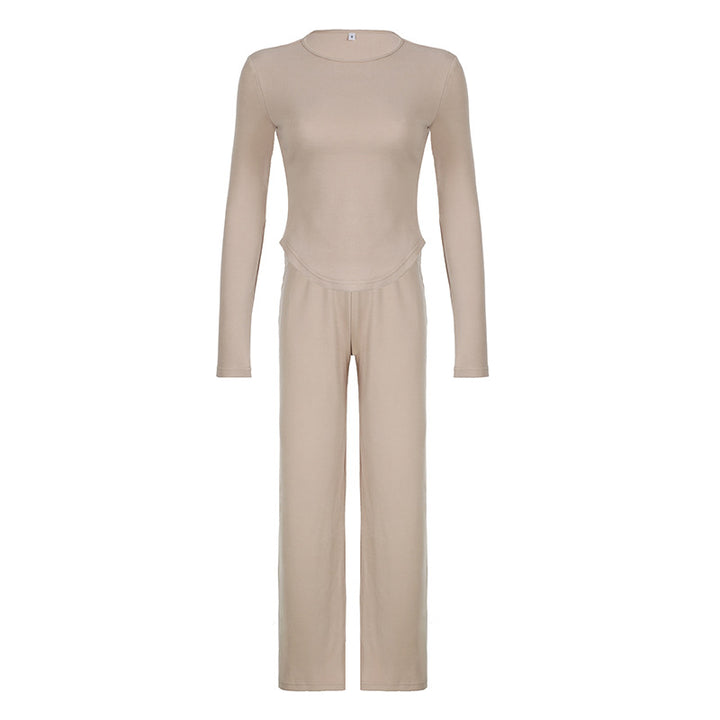 Damen nan legerer Palazzo-Loungehose mit Umschlagbund und weichem Baumwollstretch Echo Archiv