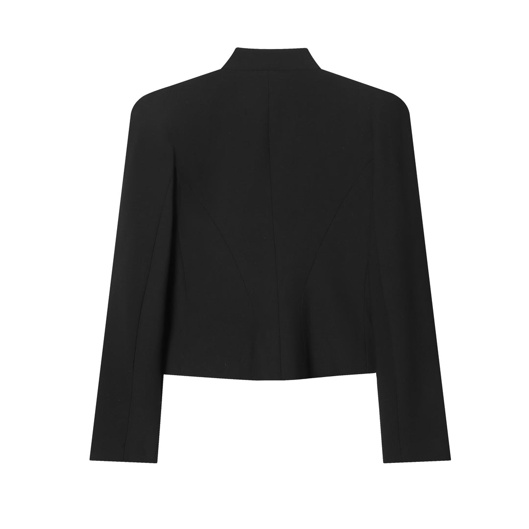 Damen militarisch inspirierte Kurzjacke mit dekorativem Kordelbesatz und Stehkragen – Célinea