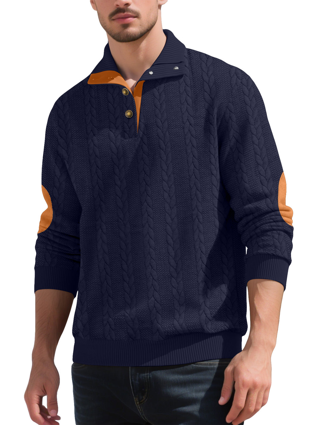 Herren hochwertiger Strickpullover mit modernen Kontrastdetails Echoarchiv