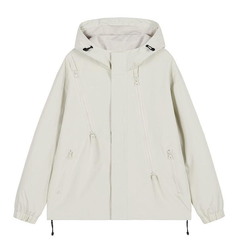 Herren nan technische Kapuzenjacke mit wasserabweisendem Softshell, schrägen Reißverschlusstaschen und verstellbarem Saum Echo Archiv