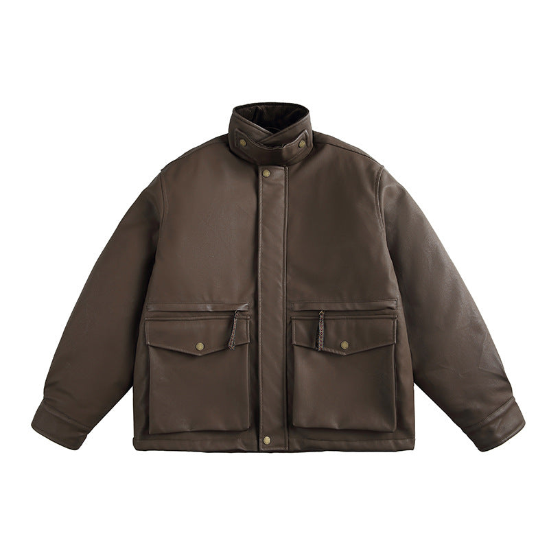 Herren Boxy‑wattierte Utility‑Blousonjacke mit hohem Stehkragen und aufgesetzten Pattentaschen Echo Archiv