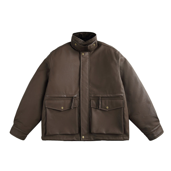Herren Boxy‑wattierte Utility‑Blousonjacke mit hohem Stehkragen und aufgesetzten Pattentaschen Echo Archiv