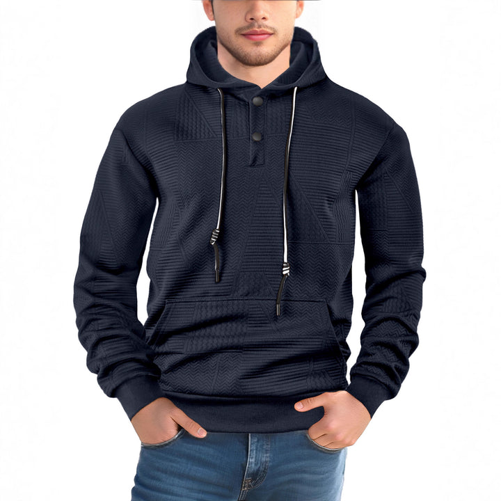 Herren Texturierter Kapuzenpullover mit gesteppter Patchstruktur und Druckknopfleiste Echoarchiv
