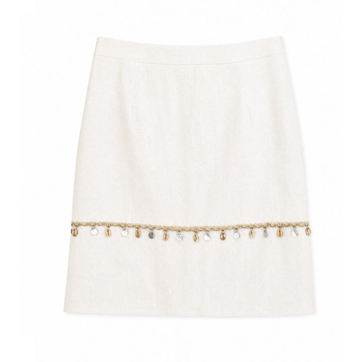 Damen Eleganter Leinenrock mit Zierperlen Echo Archiv