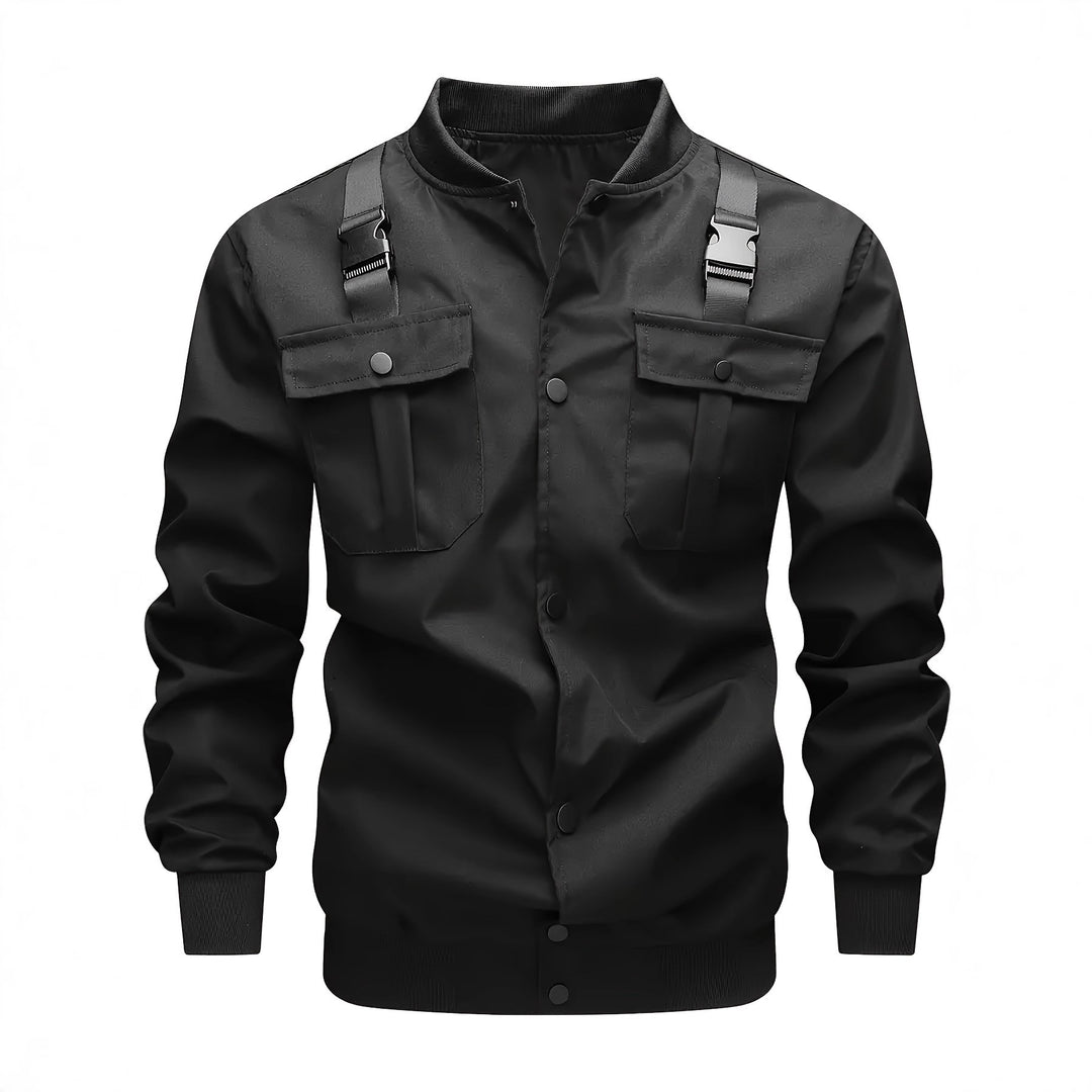 Herren Utility-Bomberjacke mit Brustklappentaschen, Schultergurten und Rippbündchen Echoarchiv