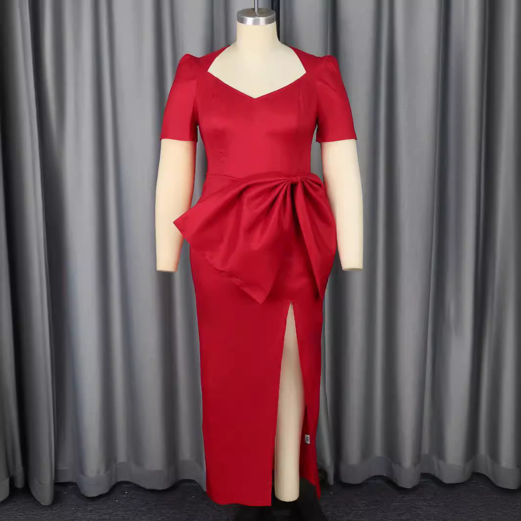 Damen Elegantes Abendkleid mit dekorativem Schleifen-Akzent und hohem Schlitz Echo Archiv