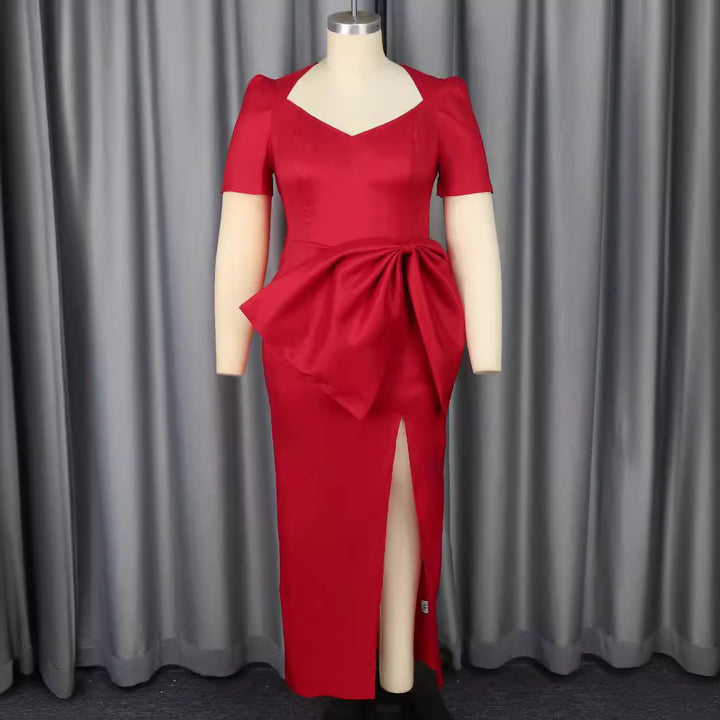 Damen Elegantes Abendkleid mit dekorativem Schleifen-Akzent und hohem Schlitz Echo Archiv