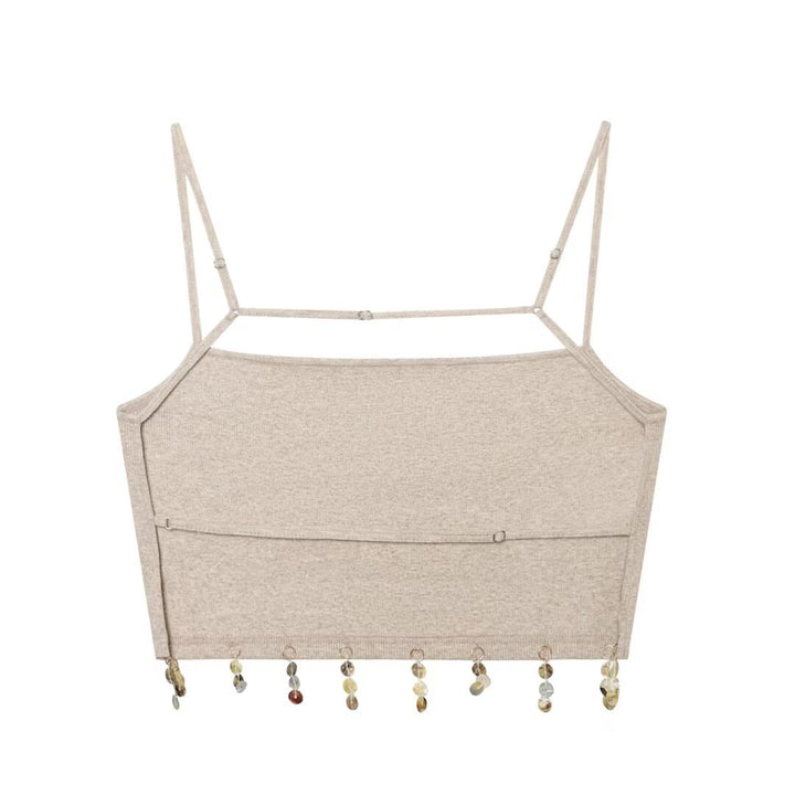 Damen Cropped Top mit zarten Trägerschnüren und funkelndem Saum Echo Archiv