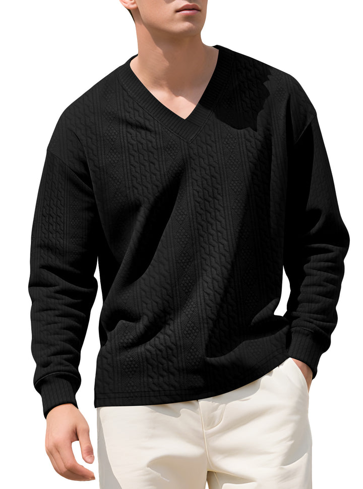 Herren Strickpullover mit V-Ausschnitt und strukturierter Oberfläche Echoarchiv
