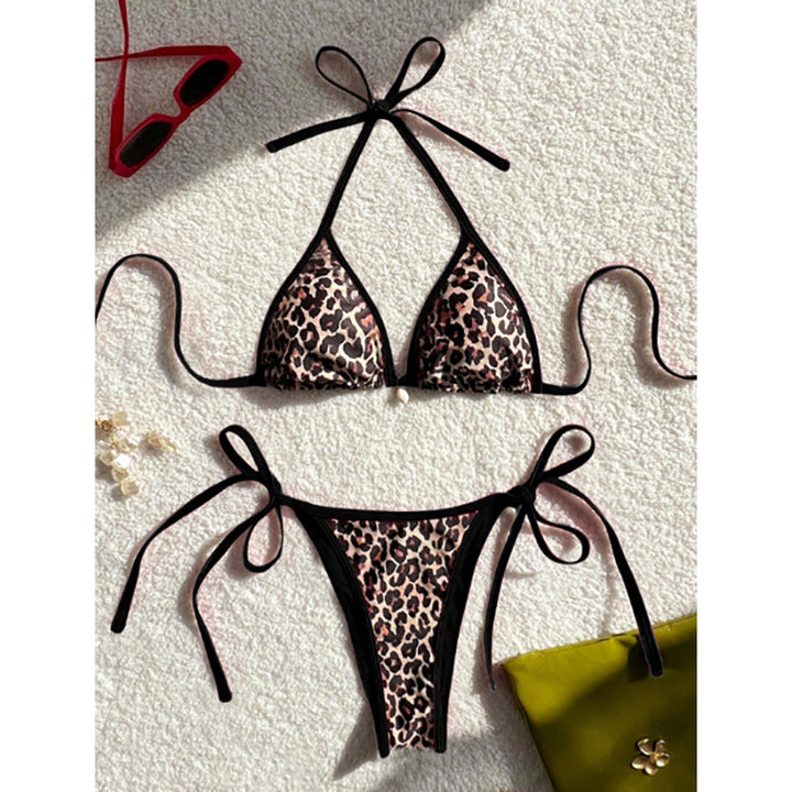 Damen Triangel-Bikini mit animalischem Muster und seitlichen Krawatten Echo Archiv