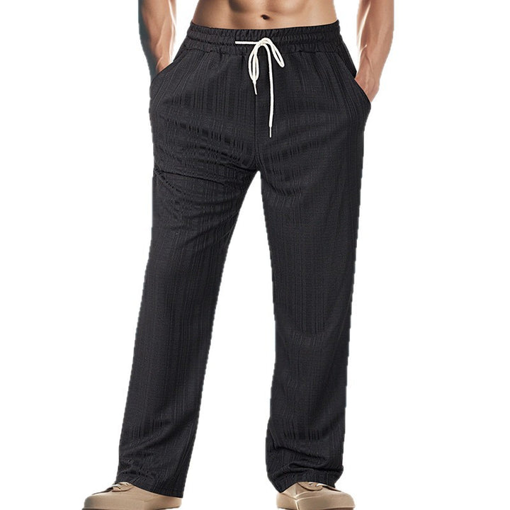 Herren Leichtgewichtige Struktur-Loungehose mit elastischem Tunnelzugbund und geradem Relaxed-Fit – Sorevano
