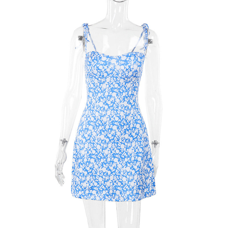 Damen Freizeitliches Minikleid mit floralem Muster und verstellbaren Spaghetti-Trägern Echo Archiv