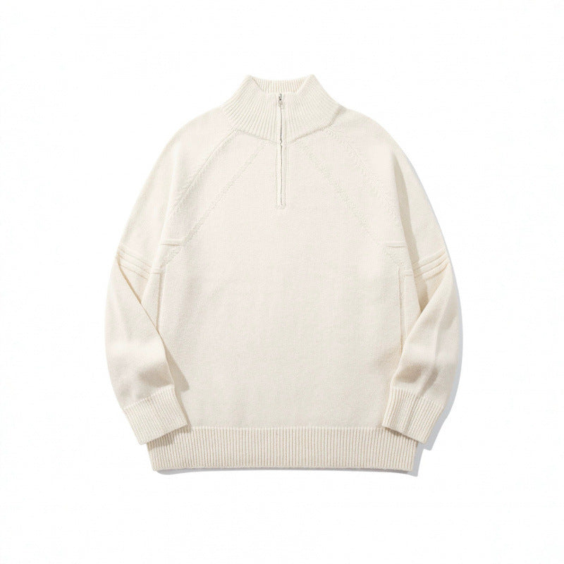 Unisex Strick-Halbzip-Pullover mit hohem Rippkragen und Raglanärmeln Echo Archiv