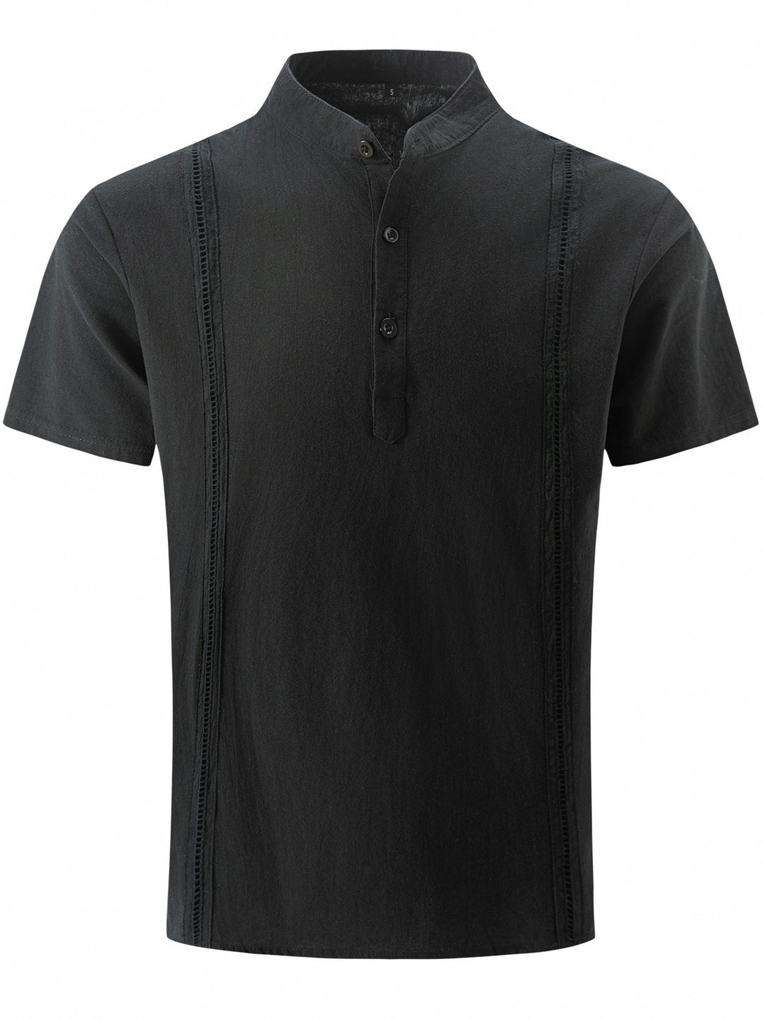 Herren Elegantes Kurzarmhemd mit modernem Stehkragen und feiner Knopfdetails Echoarchiv