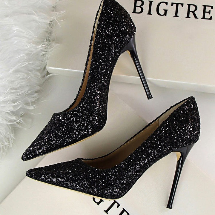 Damen Glitzer-Pumps mit spitzer Zehenform und metallic Stiletto-Absatz Echo Archiv