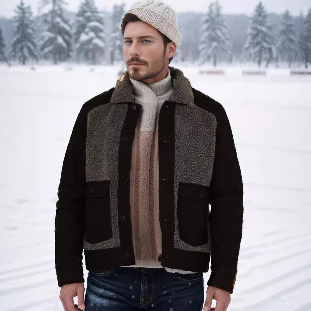 Herren Outdoor-Jacke mit Teddyfellkragen und funktionalen Taschen Echoarchiv
