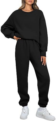 Damen Relaxed-Loungewear-Set mit Oversize Rundhals-Sweatshirt und taillierter High-Waist Jogginghose aus French Terry – Avérine