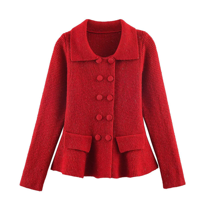 Damen Doppelreihige Bouclé-Jacke mit Schößchen, aufgesetzten Taschen und Hemdkragen Echoarchiv