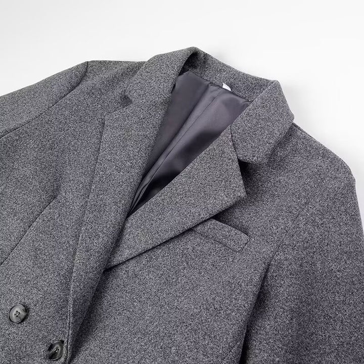 Damen Longline-Mantel aus Bouclé‑Wollmix mit schmaler Taillierung und zweireihiger Knopfverarbeitung Echo Archiv