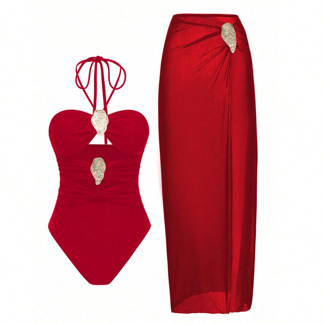 Damen Luxuriöser Badeanzug mit elegantem Überrock Echo Archiv