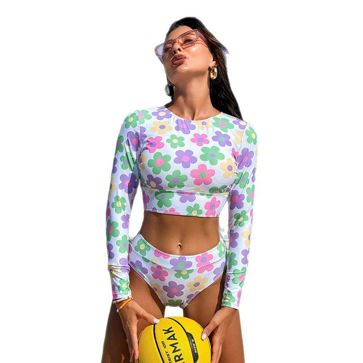 Damen Sport-Bikini mit langem Oberteil und hohem Bund Echo Archiv