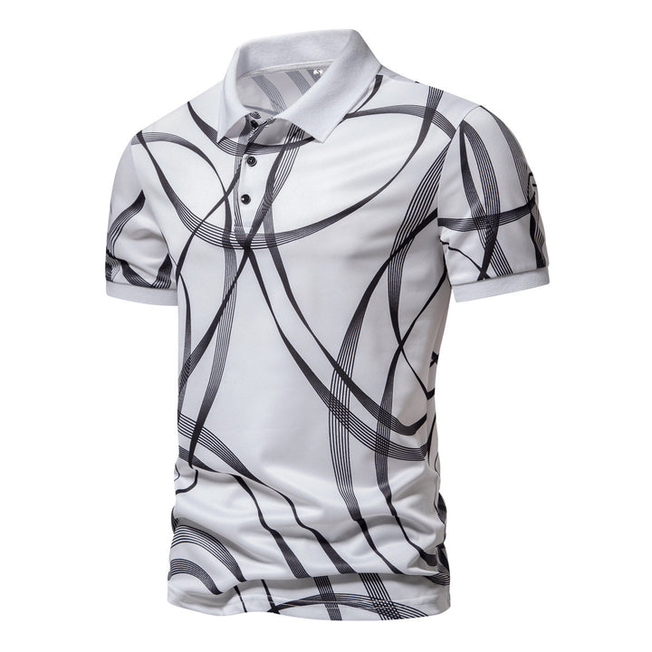 Herren Poloshirt mit modernem grafischen Muster und atmungsaktiven Eigenschaften Echoarchiv