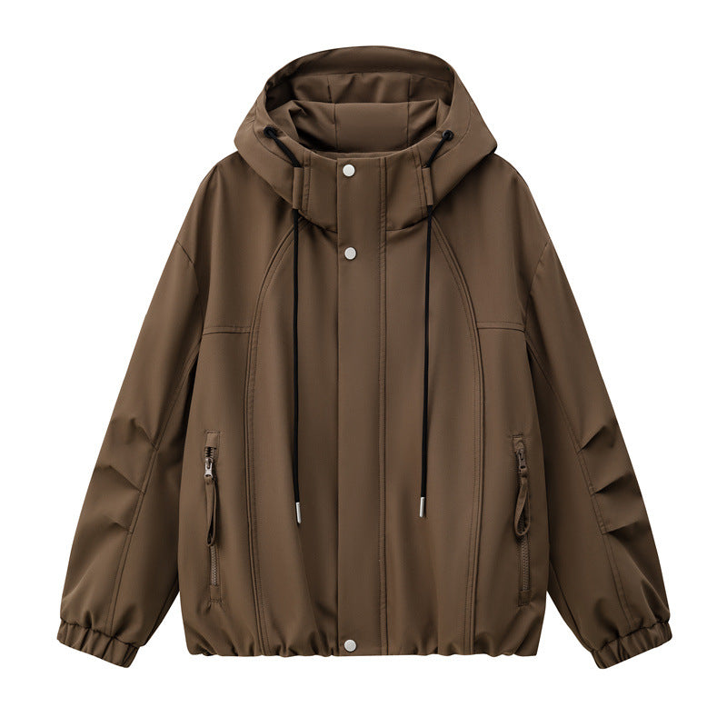 Herren Leichte Kapuzen-Utility-Übergangsjacke mit wasserabweisender Außenhülle und elastischem Saum Echoarchiv