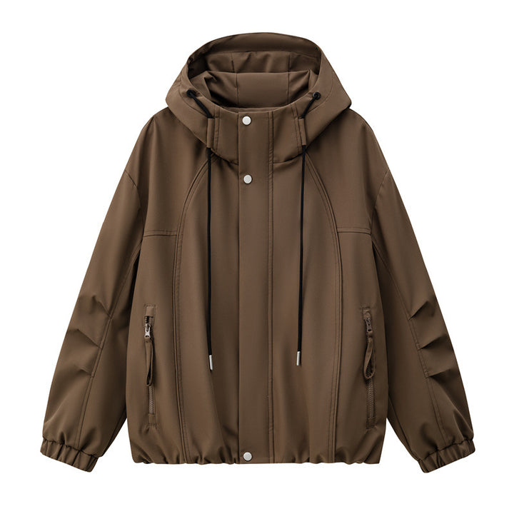 Herren Leichte Kapuzen-Utility-Übergangsjacke mit wasserabweisender Außenhülle und elastischem Saum Echoarchiv