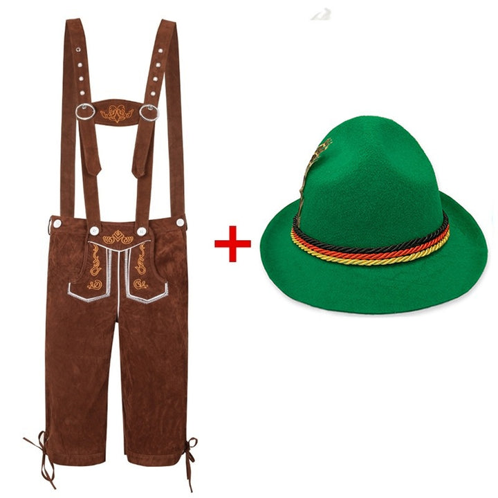 Herren nan kurze Trachtenlederhose mit verstellbaren Trägern und traditionellen Stickereien Echo Archiv