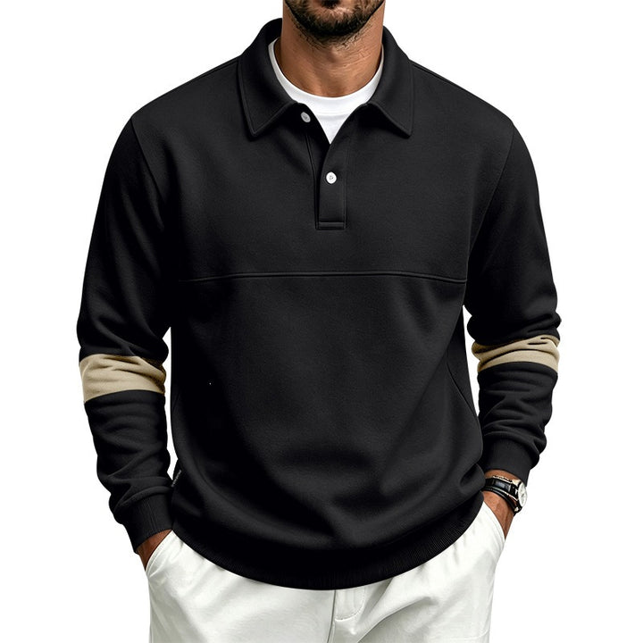 Herren Sportlich-lässiges Polo-Sweatshirt mit Halbknopfleiste und Ärmelkontrast – Norvane
