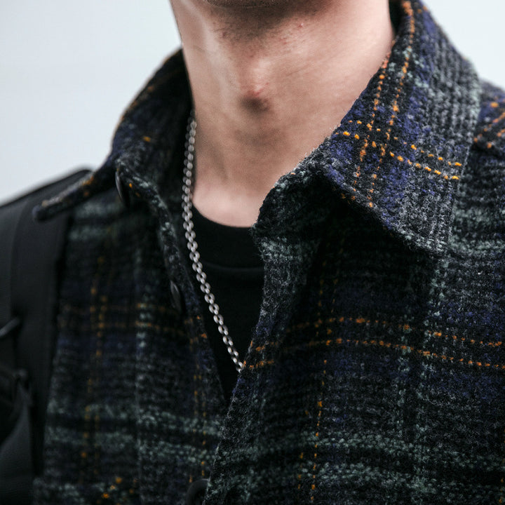 Unisex Karo-Overshirt aus Wollmix mit aufgesetzten Brusttaschen Echoarchiv