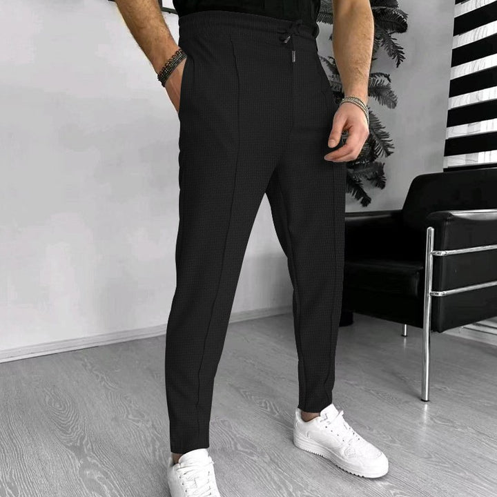 Herren stylische Hochbund-Hose mit elastischem Kordelzug und strukturiertem Design Echoarchiv