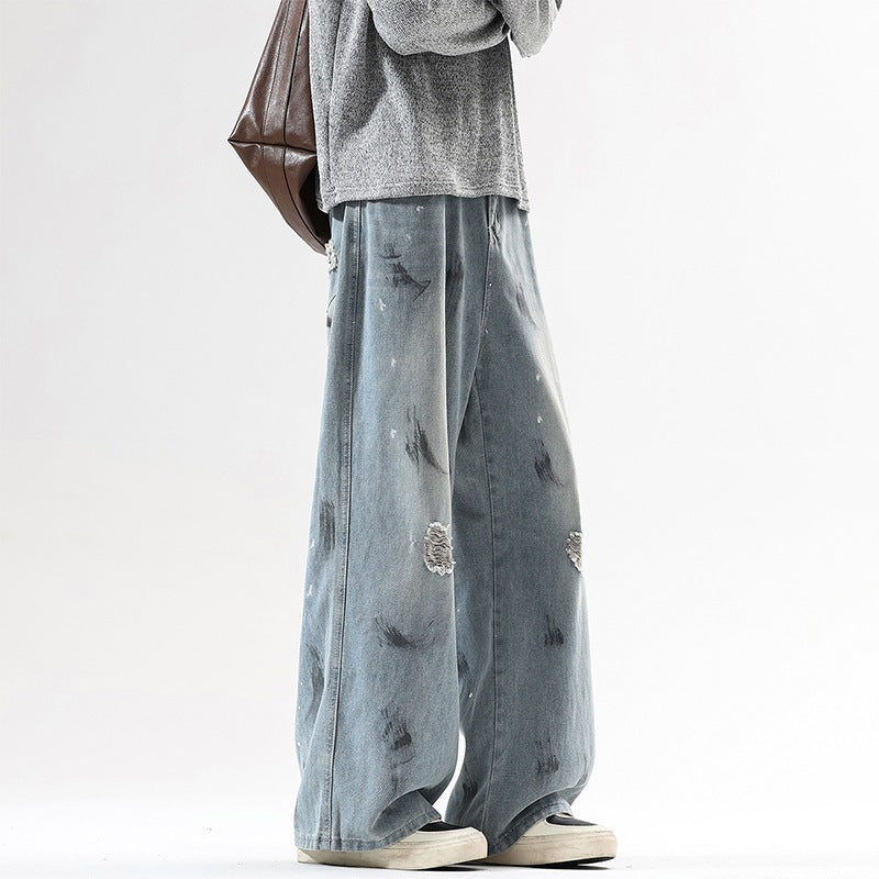Herren Extraweite Baggy-Jeans im Vintage-Used-Look mit Distressed-Details Echoarchiv
