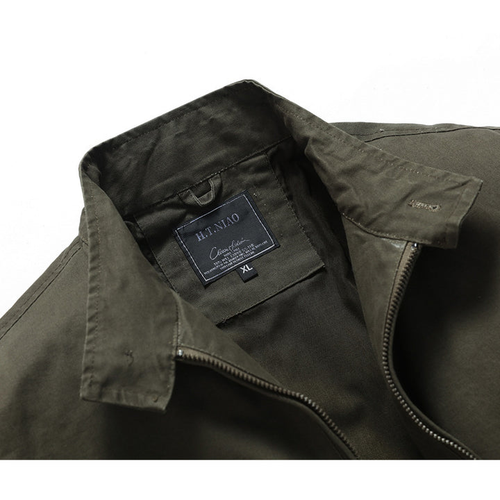 Herren Urbanes Canvas-Blouson mit hochschließendem Stehkragen und verdeckter Zip-Front Echo Archiv