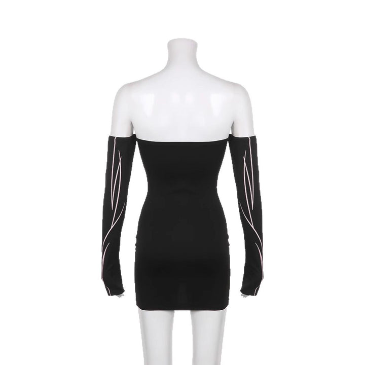 Damen elegantes Off-Shoulder Kleid mit langen Ärmeln Echo Archiv