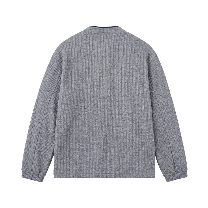 Herren Rippstruktur-Henley-Pullover mit Stehkragen und Knopfleiste Echoarchiv