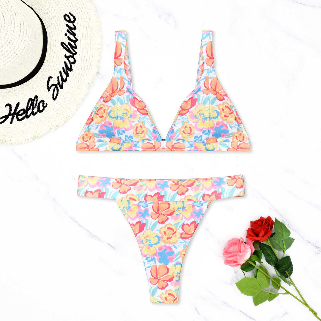 Damen Triangel-Bikini mit floralem Muster und verstellbaren Trägern Echo Archiv