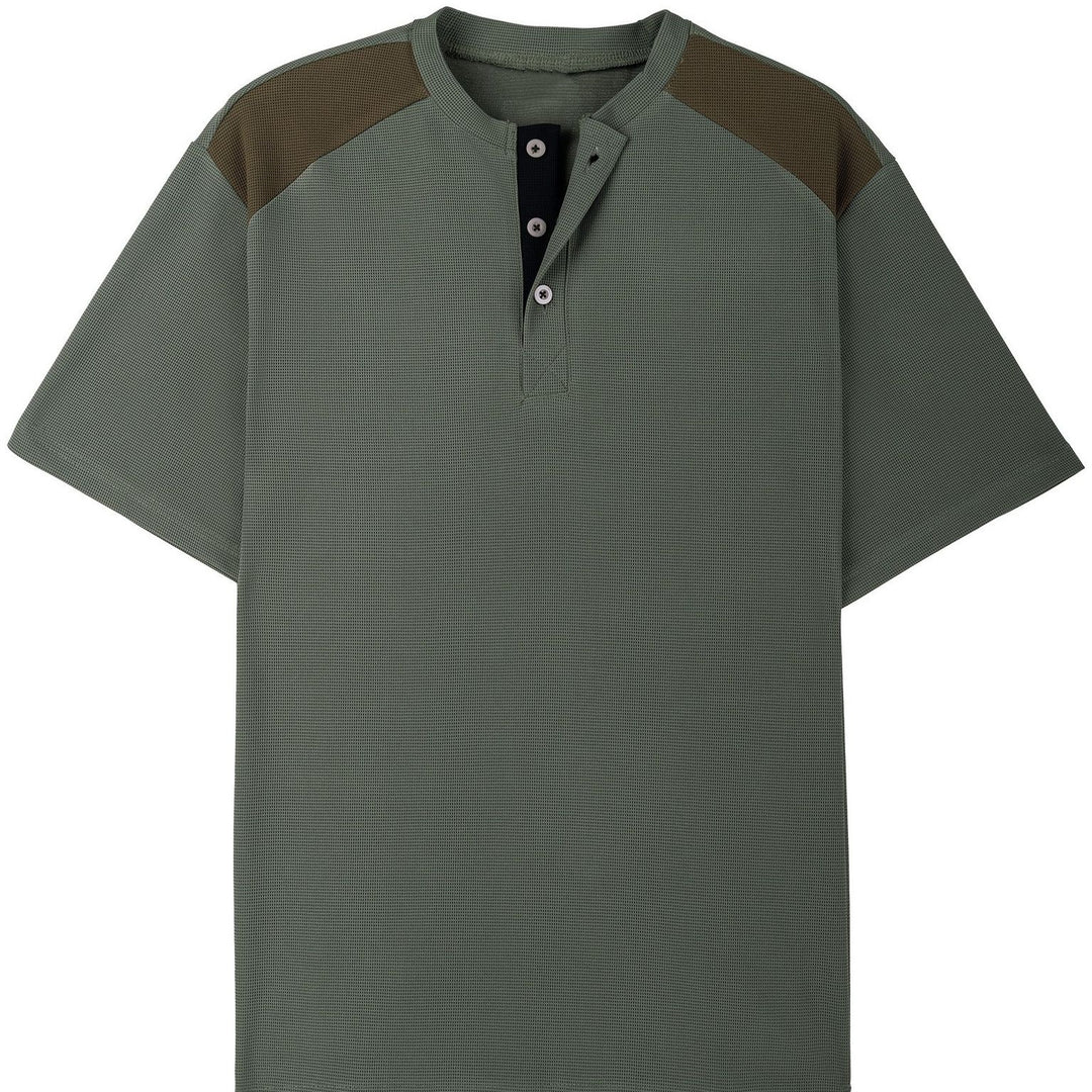 Herren Freizeit Henley-Shirt mit Mesh-Details Echoarchiv