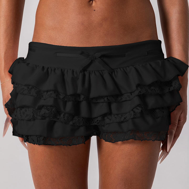 Damen Rüschenrock mit elegantem Satin-Finish und Spitzenbesatz Echo Archiv