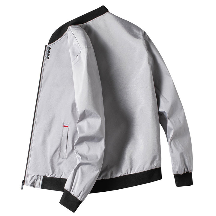 Herren modische Freizeitjacke mit hohem Kragen und seitlichem Reißverschluss Echoarchiv