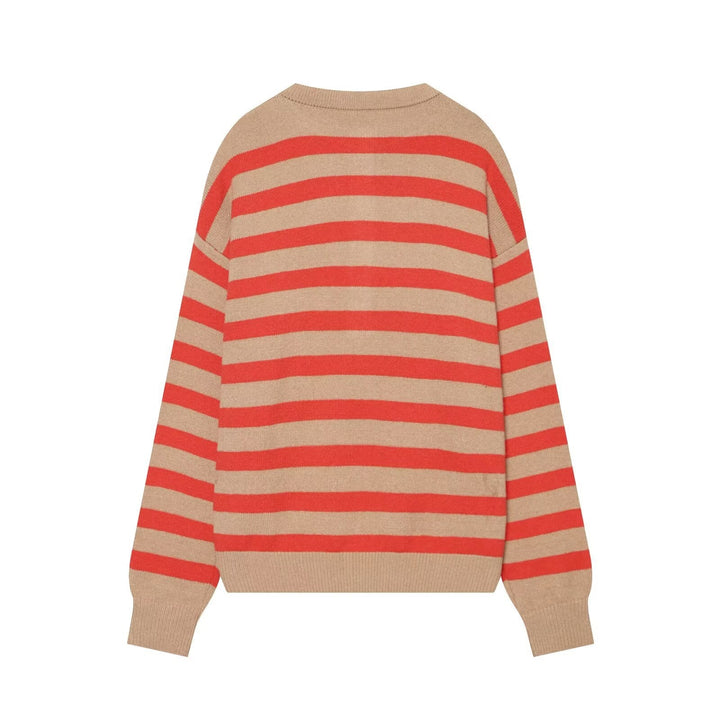 Damen Gestreifter Strickpullover mit Henley-Knopfleiste Echo Archiv